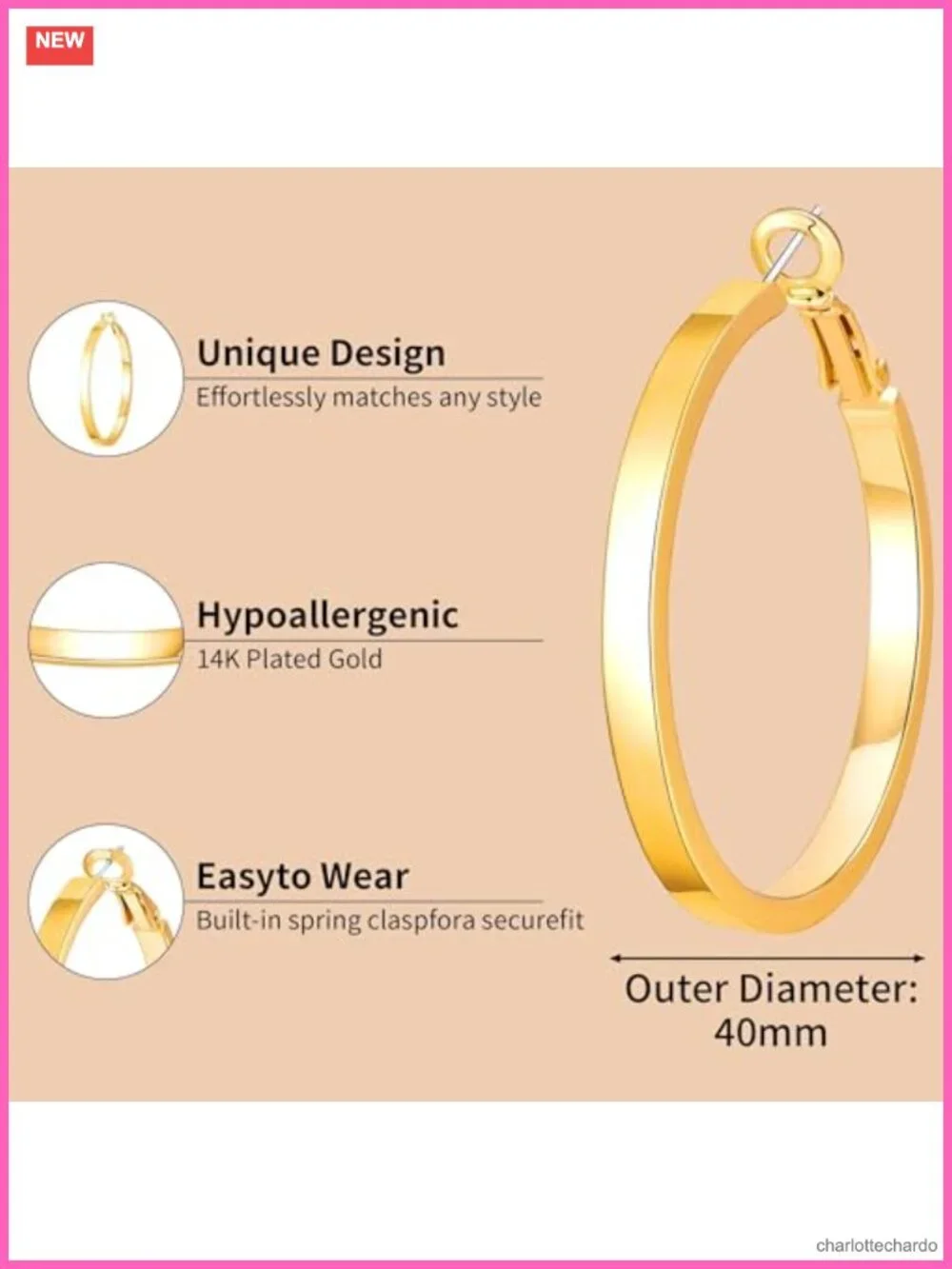 14k Gold Silver Plated Chunky Hoop Earrings for Women